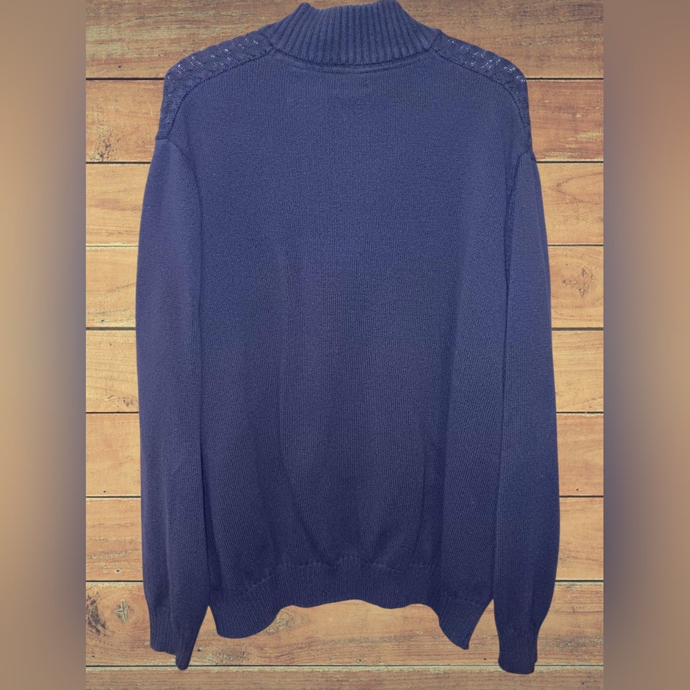 Izod Men's Dark Blue Zip Up Sweater - Picture 2 of 2